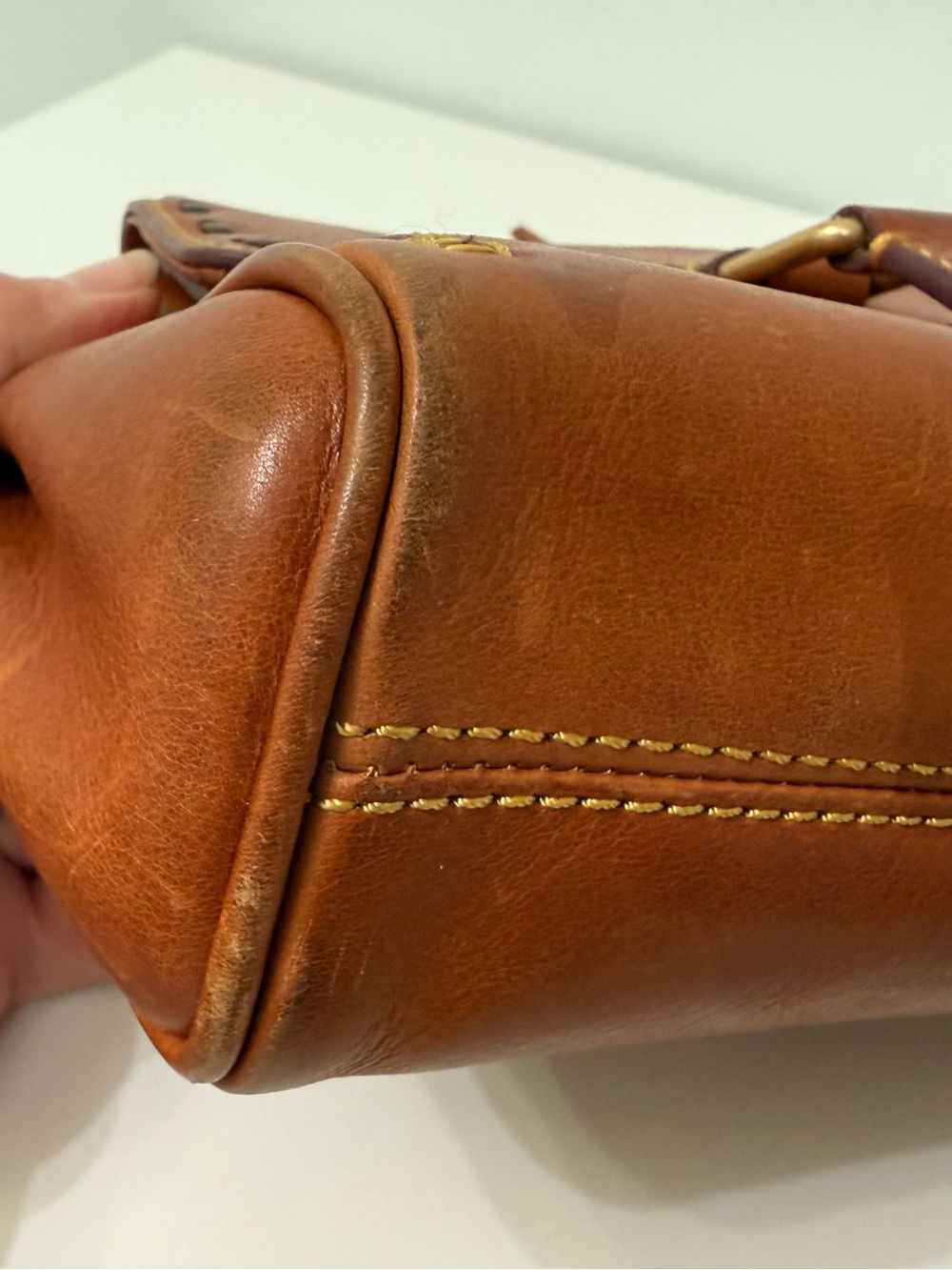 Dooney & Bourke Florentine Pocket Crossbody Brown Cognac Distressed Leather - Picture 6 of 16
